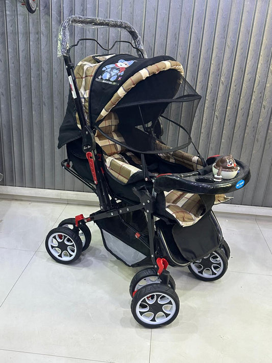 BIG SIZE BABY PRAM/WASHABLE SEAT/EVA FOAM TYRES/FOOD TREY: