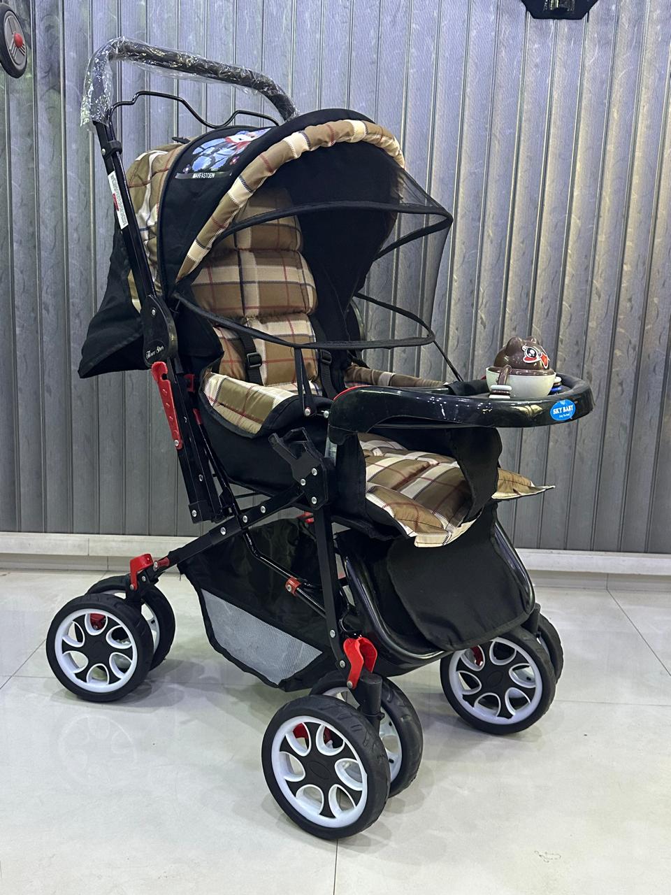 BIG SIZE BABY PRAM/WASHABLE SEAT/EVA FOAM TYRES/FOOD TREY: