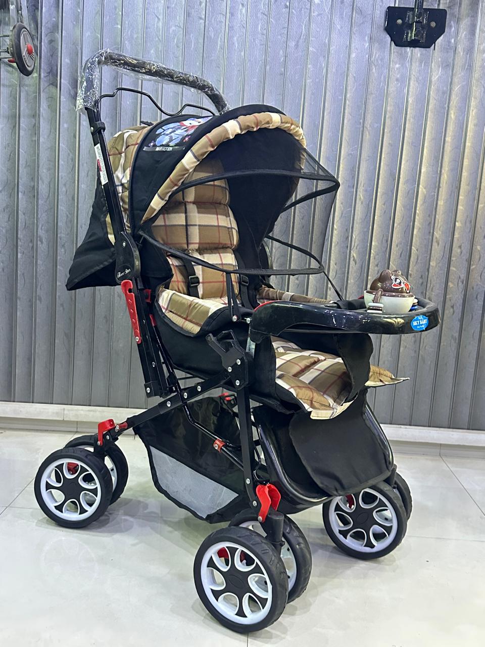 BIG SIZE BABY PRAM/WASHABLE SEAT/EVA FOAM TYRES/FOOD TREY: